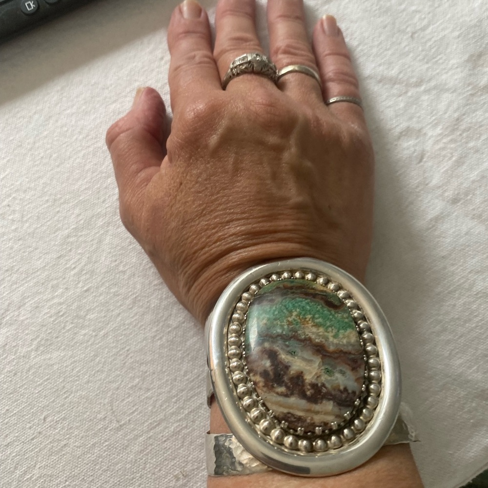 Sterling Silver and Chyrsocolla bracelet